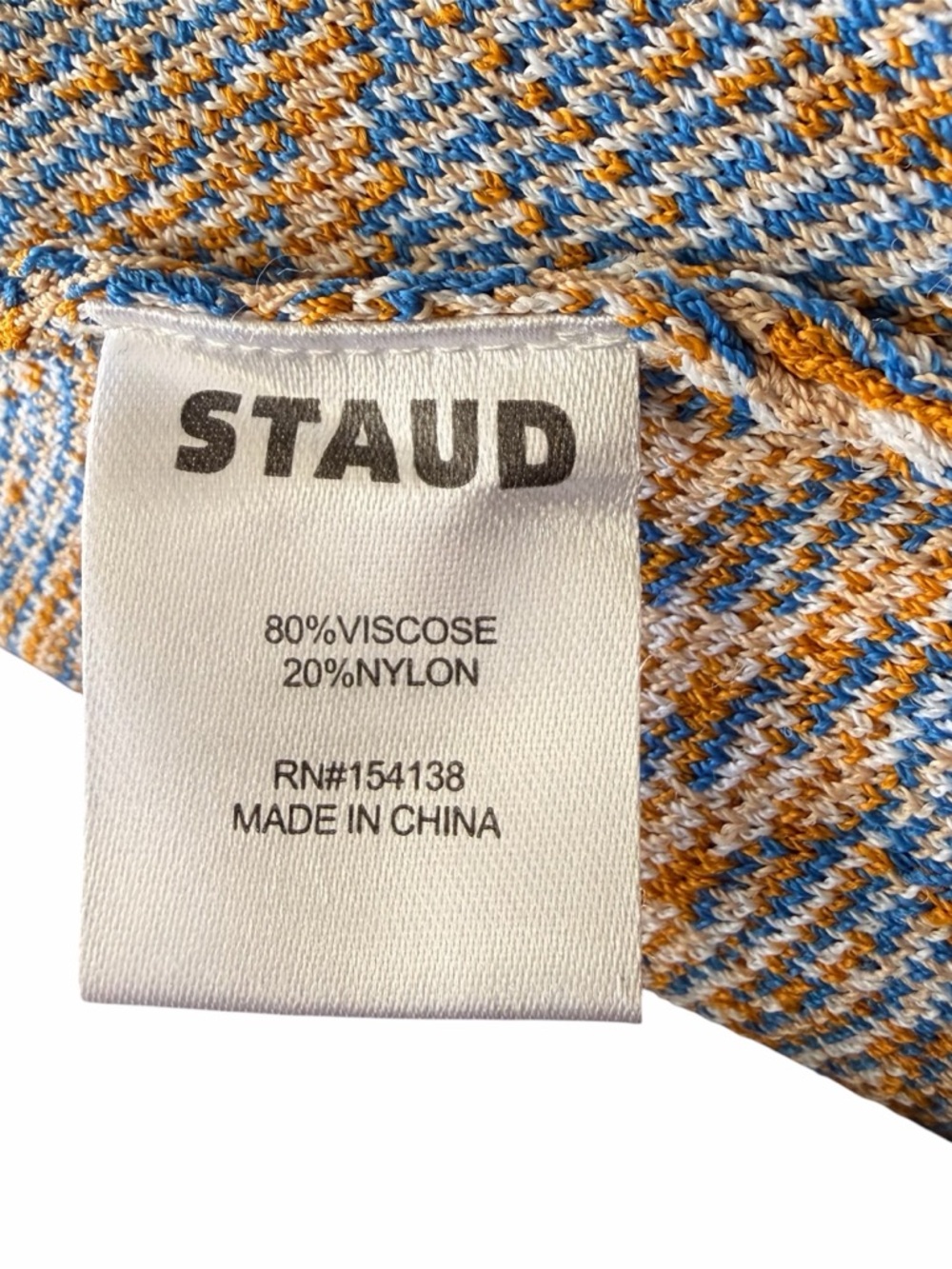 Staud Zola Sand & Sea Leaf Print Square Neck Cropped Knit Tank Top XL - Picture 6 of 7